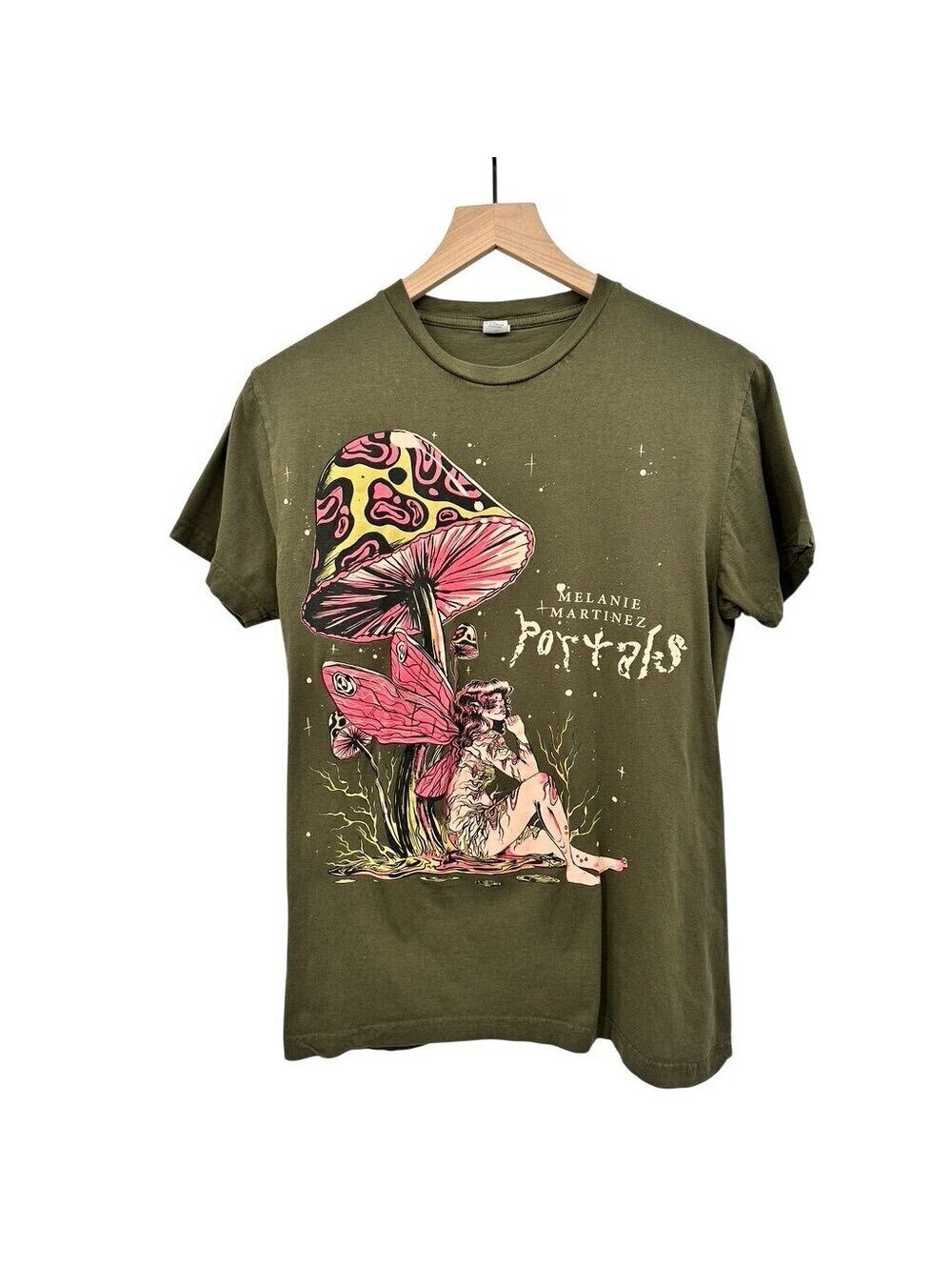 Melanie Martinez Portals Green Graphic T-Shirt Featuring Fairy & Mushrooms 100%